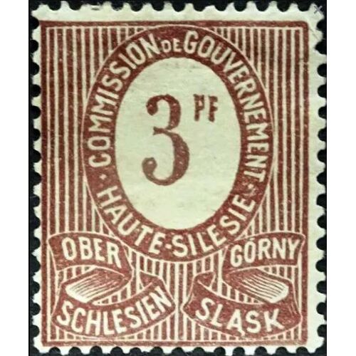 Allemagne, Région De Haute Silésie Sous Adm. Française 1920, Beau Timbre Yvert 20, Grands Chiffres Dans Ovale, 3pf. Brun, Neuf*.