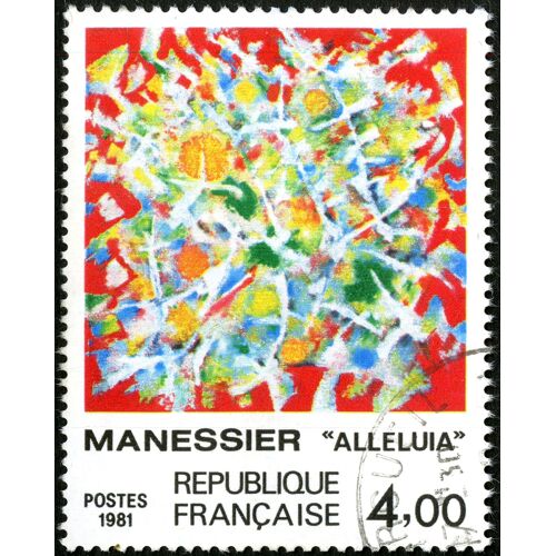 Timbre Oblitéré République Française , Manessier , ''Alleluia'' , Postes 1981 , 4.00