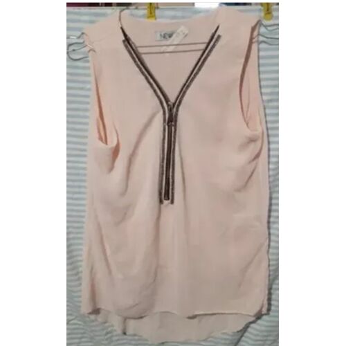 Haut Femme - " Newco " - Rose Pale - Avec Grosse Femeture Et Strass - Sans Manches