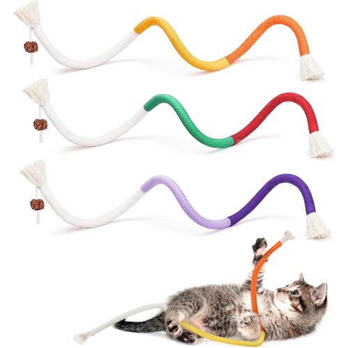 Kalanka-Lot De 3 Jouets À Herbe À Chat - Jouet Pour Chat - Ver À L'herbe À Chat - Jouet D'intérieur Pour Jouer, Mâcher Et Se Brosser Les Dents - Pour Toutes Les Races