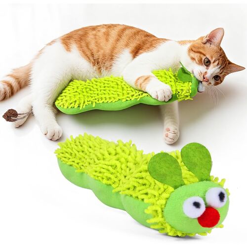 Kalanka-Jouet Interactif À L'herbe À Chat, 1 Pcs Chenille Coussin En Peluche Doux Peluches D'herbe À Chat Boule Jouets Interactif Jouets Interieur Pour Griffer Mâcher Soins Dentaires