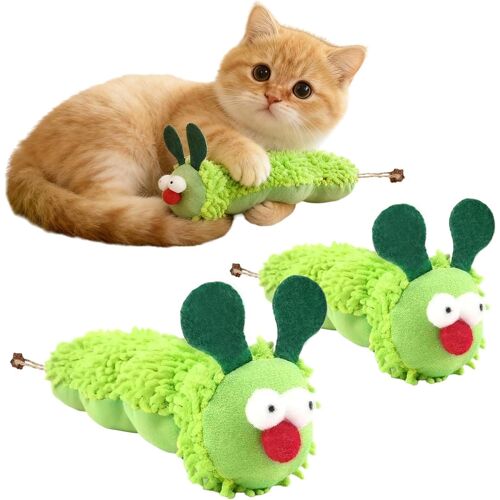 Kalanka-Jouet À L'herbe À Chat, Jouet Interactif Pour Chat, Jouet Chenille Pour Chaton, Coussin Doux À L'herbe À Chat, Jouet Pour Chat Pour S'amuser Seul, Soins Dentaires Pour Chat