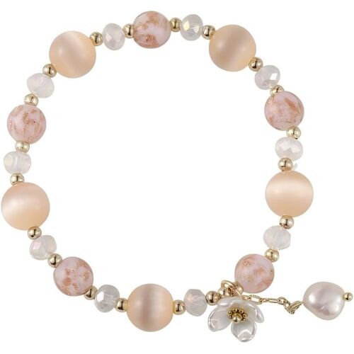 Kalanka-Bracelet Élastique Fleur Céramique Délicat Cristaux Perles Bijoux Breloques Déclaration Femmes Amies Anniversaire Cadeaux