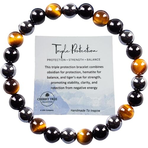 Kalanka-Bracelet En Cristal Triple Protection,Obsidienne Noire,?Il De Tigre Et Perles D'hématite,Bracelet En Pierre Naturelle Pour Hommes,Bracelets Extensibles En Pierres Précieuses Pour Saint-Valent