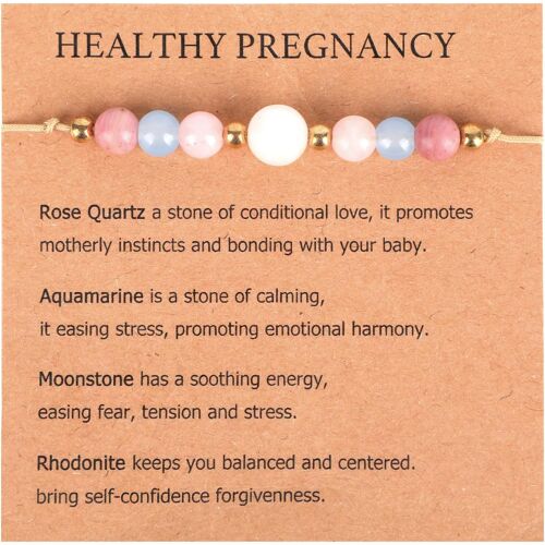 Kalanka-Bracelet En Cristal De Grossesse, Bracelet De Grossesse En Pierre Naturelle Avec Carte V?ux Pour Les Futures Mamans Et Les Jeunes Mamans