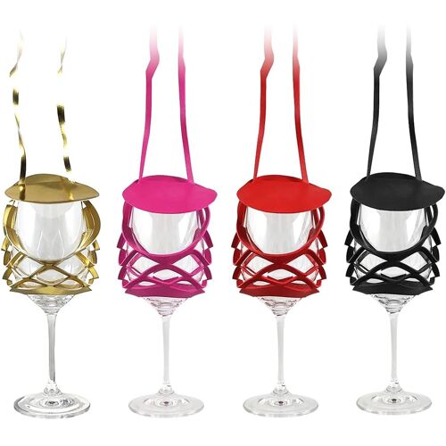 Kalanka-4 Pièces Porte Gobelet, Porte Gobelet Cou, Porte Verres Suspendu, Porte Verre À Vin Portable En Pvc, Pour Pique Niques, Fêtes, Anniversaires
