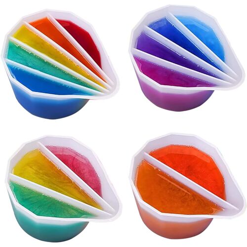 Kalanka-4 Pièces Gobelet Divisé Pour Verser En Silicone, Tasse Fendue Peinture, Gobelet Divisé En Silicone, Pour Verser Les Outils De Peinture, Bricolage