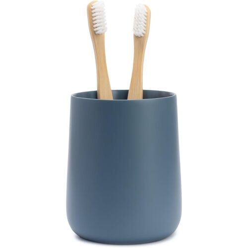 Kalanka-Porte-Brosses À Dents Et Dentifrice Avec Gobelet, Bleu Mat, Pour Salle De Bain Et Comptoir ¿ Organiseur Rond Pour Brosses À Dents Électriques, Fil Dentaire, Rasoirs, Coton Et Bain De Bouche 