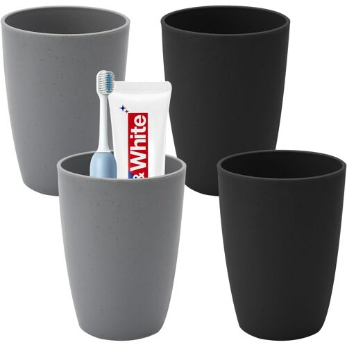 KALANKA-Lot de 4 gobelets à brosses à dents, gobelets en plastique empilables, portables, de qualité alimentaire, plastique anti-chute, porte-brosse à dents pour salle de bain, cuisine, pique-nique e