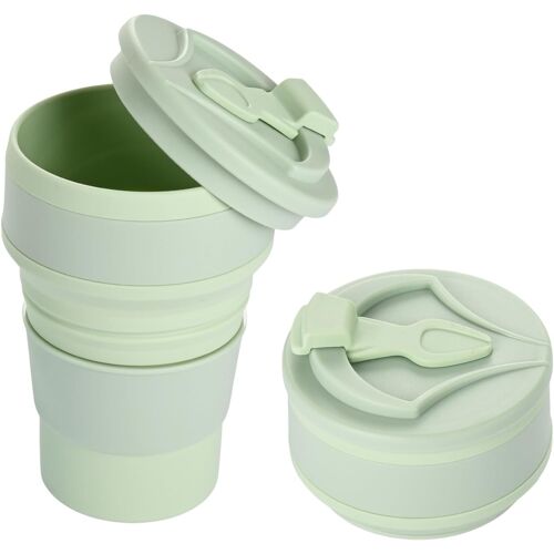 Kalanka-Gobelet Pliable Gobelet Retractable Mug À Café Portable 500ml Tasse De Voyage Coupe De Voyage Légère Tasse Pliable Silicone Réutilisables Avec Couvercle Pour Camping Randonné En Plein Air Ver