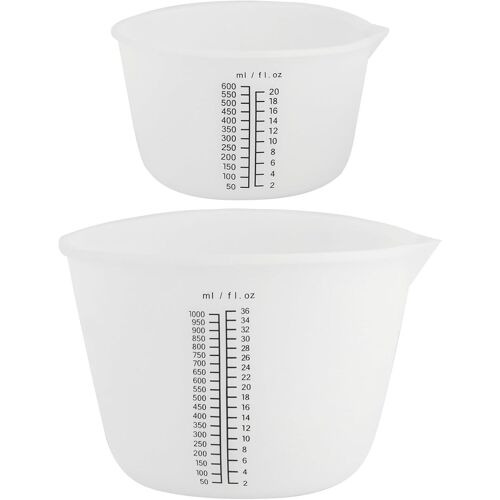 KALANKA-Lot de 2 gobelets doseurs en silicone 1000 ml/600 ml pour poudre de coulée, gobelet mélangeur en résine époxy, gobelet doseur en silicone pour résine époxy, bricolage, laboratoire