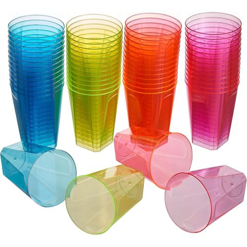Kalanka-40 Gobelets En Plastique Coloré (210ml) - Verres En Plastique Fluo Pour Anniversaires, Fêtes D'enfants, Mariages, Noël, Barbecue - Solide Et Réutilisable