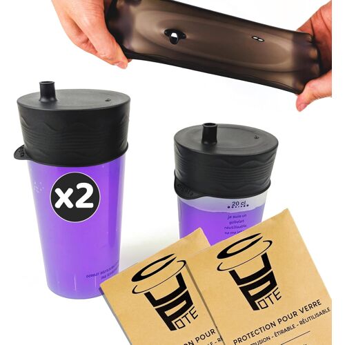 Kalanka-Lot De 2 Protections Anti-Drogue Réutilisable En Silicone Extensible | Capote De Verre | Paille Integrée | Capuchon Anti-Drogue Anti-Renversement | Cupote 