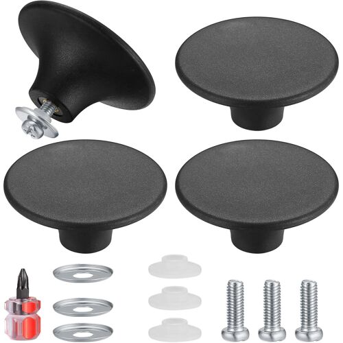 Kalanka-4 Pièces Boutons De Couvercle De Casserole, Boutons De Couvercle De Pot, Poignée Casserole Universelle De Cuisine En Acier Inoxydable Résistant - Noir