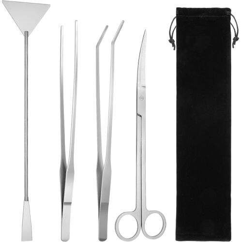 Kalanka-Flintronic Aquarium Kit Outil, 6 En 1 Aquarium Aquascaping Kit, Inox Réservoir D'eau Réservoir Eau Plante Pinces Ciseaux Outils Set,Pinces D'alimentation Pour Reptiles,Plantes Aquatiques Et T