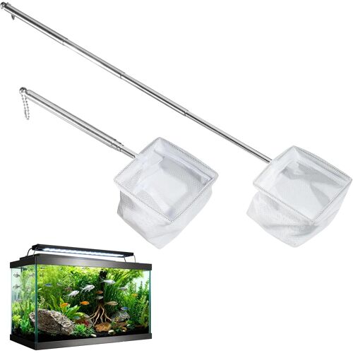 Kalanka-Set De 2 Épuisettes Miniatures Pour Aquarium Avec Manche En Acier Inoxydable ¿ Filet De Pêche À Mailles Fines Avec Manche Télescopique (13-40 Cm) Pour Aquarium, Étang Et Nettoyage (8x6,5 Cm)
