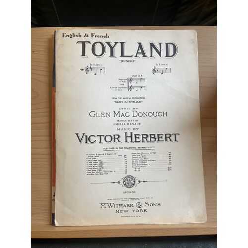 Victor Herbert Toyland Jeunesse Partition Chant Piano Witmark & Sons 1950