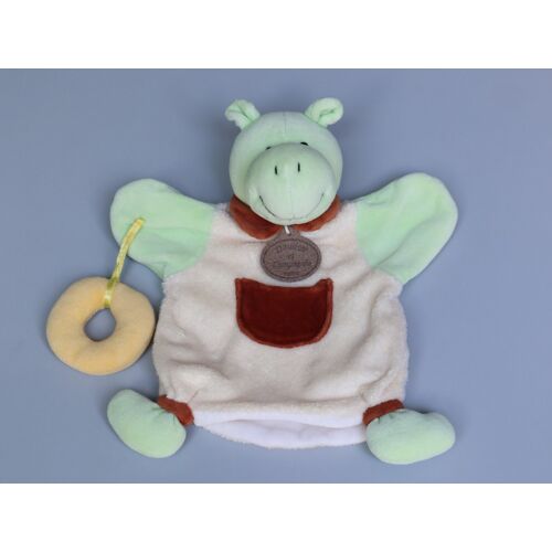 Doudou et Compagnie Hippopotame marionnette vert marron bouée jaune