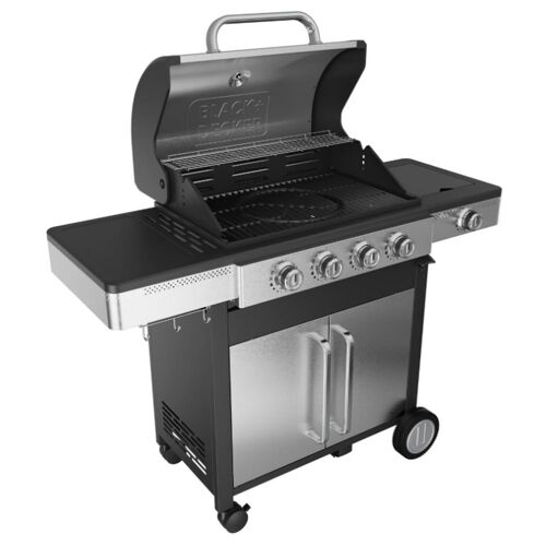Black+decker - Barbecue à gaz 4 feux 14.4kw + 1 brûleur latéral 2,1 kw noir/gris BXOG16550F