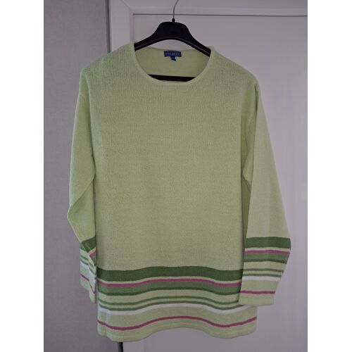 Pull Neuf Taille 46-48 Vert Anis Rayures