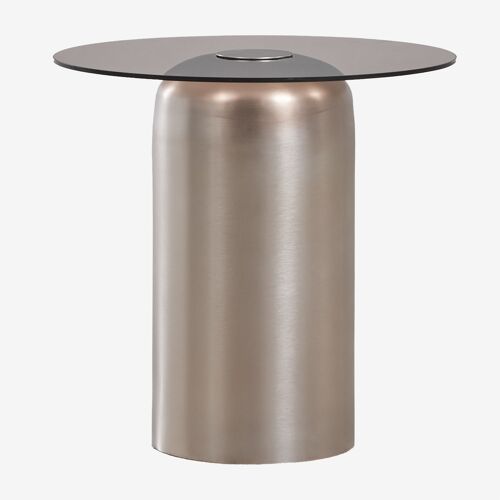 Table d'appoint ronde Ø40 cm Alliser Gris Acier Cristal Transparent