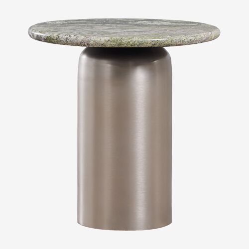 Table d'appoint ronde Ø40 cm Alliser Gris Acier Marbre vert Forest