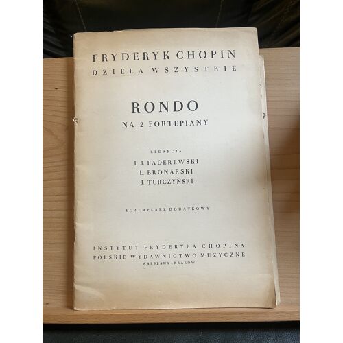 Frédéric Chopin Rondo Pour Deux Pianos Partition Paderewski Bronarski Turczynski