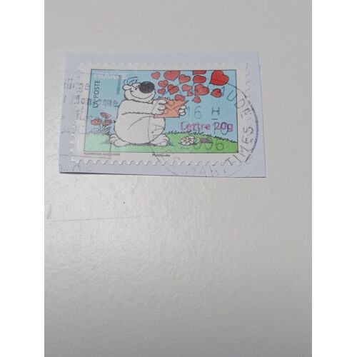 Timbre France Oblitéré Lettre 20g Yvert N° 3959 Sourires Le Chien Cubitus Autoadhesif Cubitus Tenan Une Lettre D'Ou S'Échappe Des Coeurs De 2006