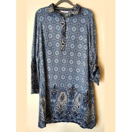 Chemise Bleue À Motifs - Refka - Manches Longues - Femme - Taille 38/40
