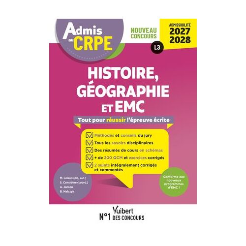 Admis Au Crpe 2027-2028 - Histoire Géographie Emc : Epreuve Écrite D'admissibilité L3