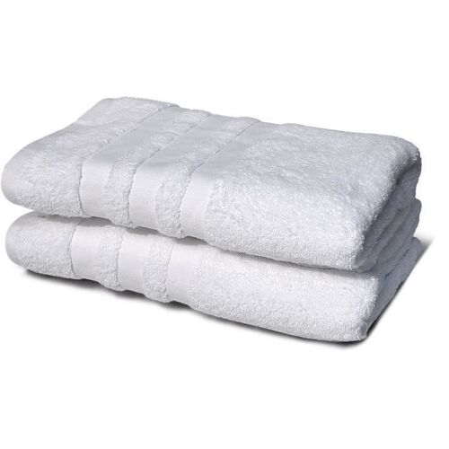 Serviette De Bain Lovely Home Lot De 2 Blanc 70 X 140 Cm Coton 500 G/M²
