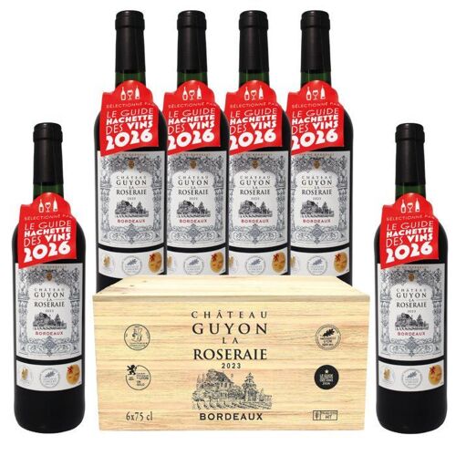 Vin Rouge Aoc Bordeaux Château Guyon La Roseraie 2023 En Caisse Bois 6 X 75 Cl