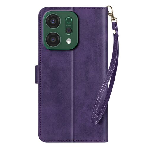 Étui Portefeuille pour Oppo Reno 14 / 14F / 14 FS avec Dragonne Violet foncé