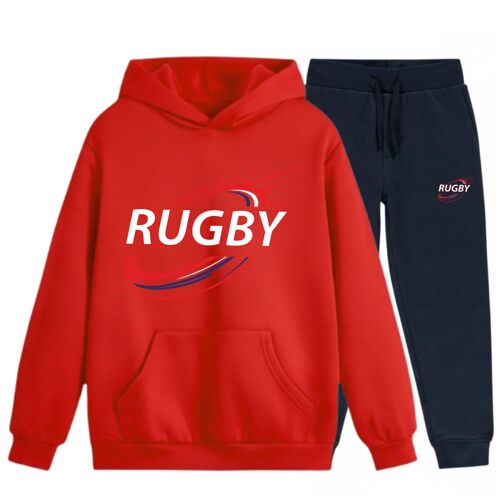 Jogging Survêtement Enfant Style Rugby – Look Sportif - Taille 3 Au 14 Ans