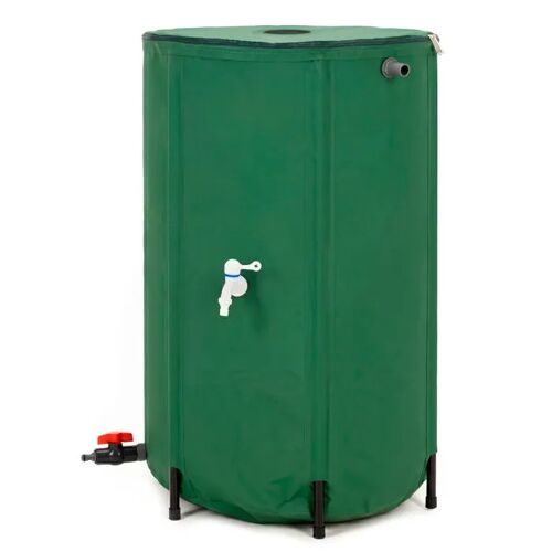Springos® Réservoir pliable ¿ tonneau de récupération d'eau de pluie 250L avec embout de gouttière et robinets
