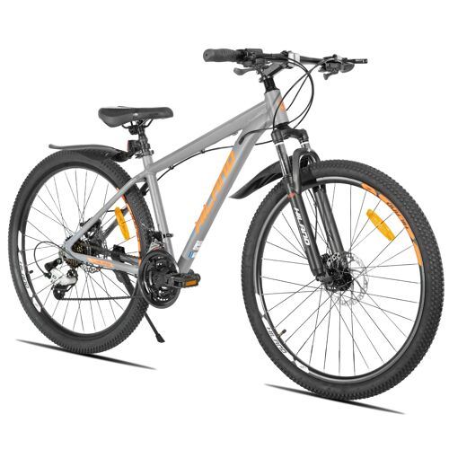 Vtt Hiland Bedrock 27,5 Pouces Mixte, 24 Vitesses, Freins À Disque Hydrauliques, Cadre En Aluminium, Fourche Suspendue, Vélo Tout Terrain Homme Femme, Gris