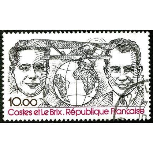 Timbre Oblitéré République Française , Costes Et Le Brix , Poste Aérienne , 1981 , 10.00