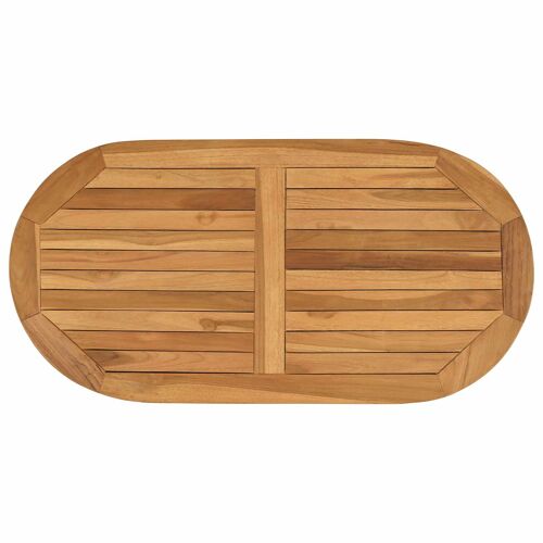 vidaXL Plateau de table ovale Bois de teck massif Naturel