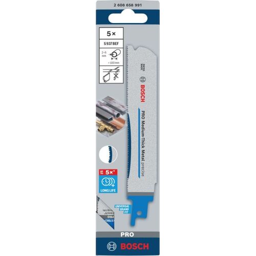 Jeu de 5 lames de scie sabre PRO Medium-Thick Metal precise S937BEF - 150 mm - BOSCH - 2608658991