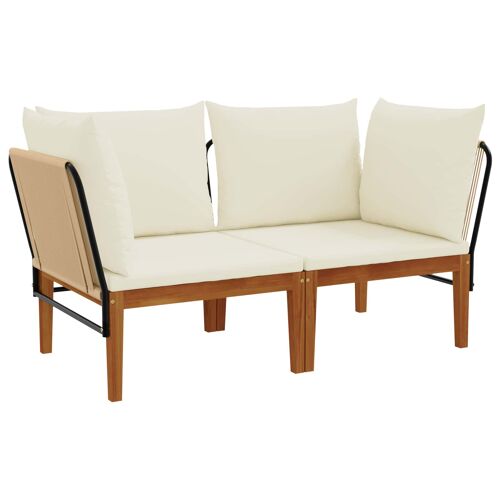 vidaXL 2 pcs Bois d'acacia massif et corde Naturel