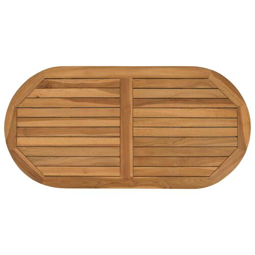 vidaXL Plateau de table ovale Bois de teck massif Naturel