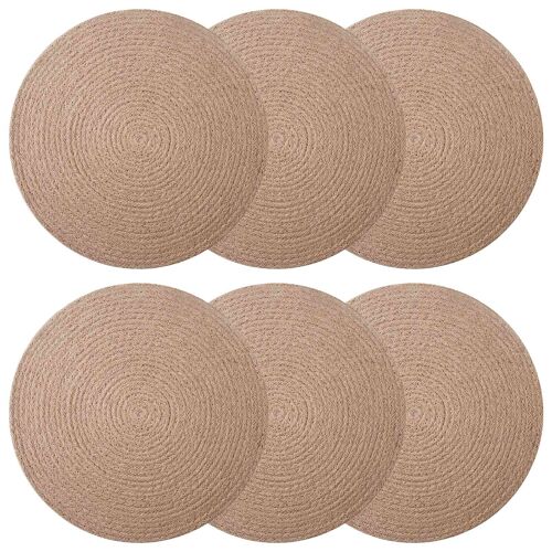 vidaXL Placemets en jute 6 pcs Naturel Ø 30 cm 100 % jute Tossa
