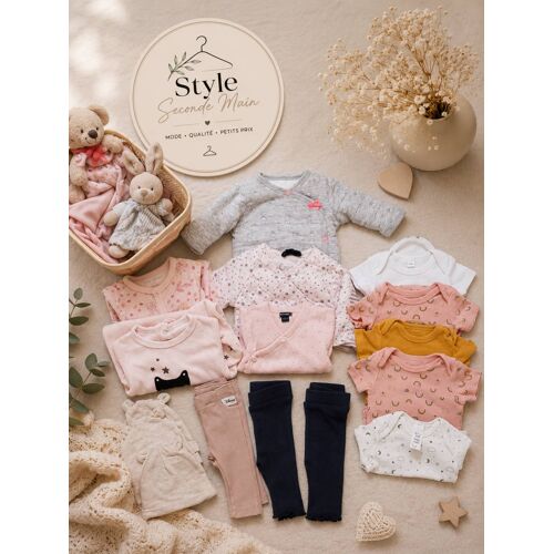Lot Bébé Fille 0-1 Mois – 15 Pièces Et 1 Offert (Gilets, Bodies, Pyjamas, Leggings, Bonnets