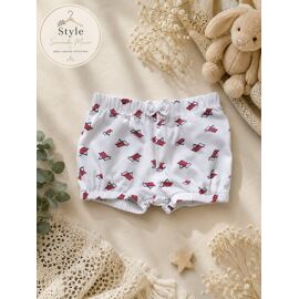 Short Bébé Blanc Motifs Marins Bateaux Et Chaises Longues