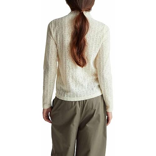Benetton, Chemisier En Dentelle Coupe Ajustée, Taille: M, Crème, Femme
