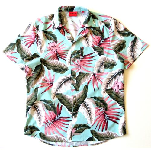 Chemisette Turquoise Motif Hawaïen Hugo By Hugo Boss