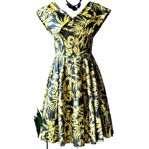 Robe Taille 38 Jaune Et Noire Coton Doublée Tbe