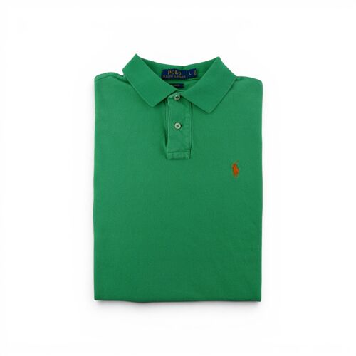 Polo Ralph Lauren Polo Manches Courtes Custom Fit Homme Taille L Vert #Qwe3618