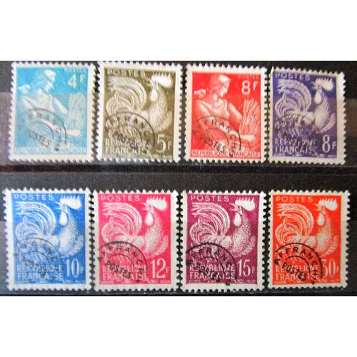 1953 - 59. Préob106;Préob107;Préob108:Préob110;Préob111;Préob112;Préob115: Type Coq Et Moissonneuse.