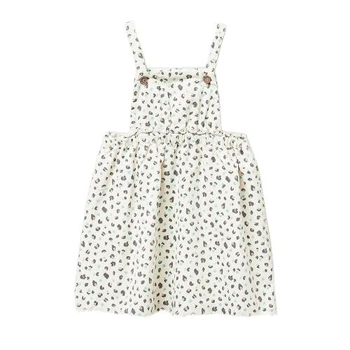 Benetton, Jupe Salopette En Velours À Motifs, Taille: 4-5, Crème, Enfants
